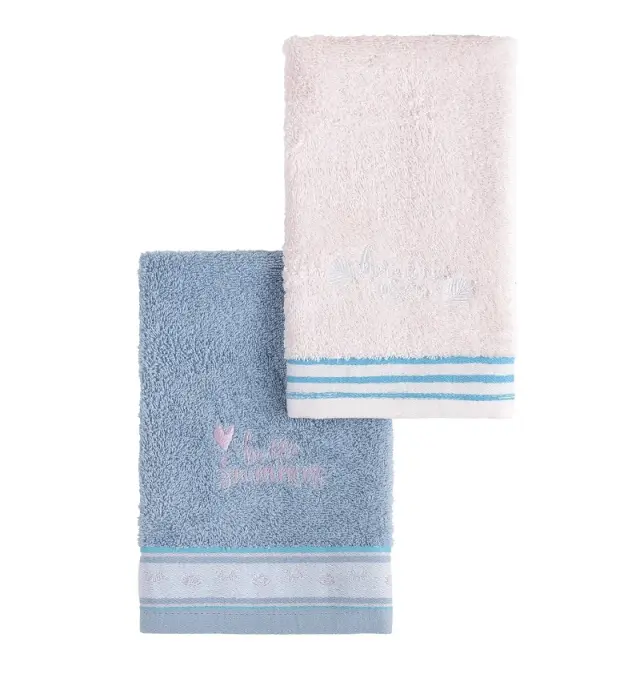 Σετ 2 Τεμ Πετσέτες Χεριών 30x50 420gsm Nima Sunny Summer Pink-Blue 100% βαμβακερό 2