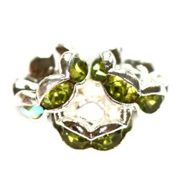 Χάντρα Spacers Ring 6mm με Zircons Olivine - 5τεμ
