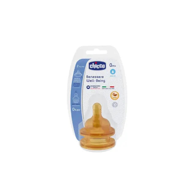 Chicco Θηλή Καουτσούκ για Μπιμπερό Κανονικής Ροής 0M+, 2 τεμ