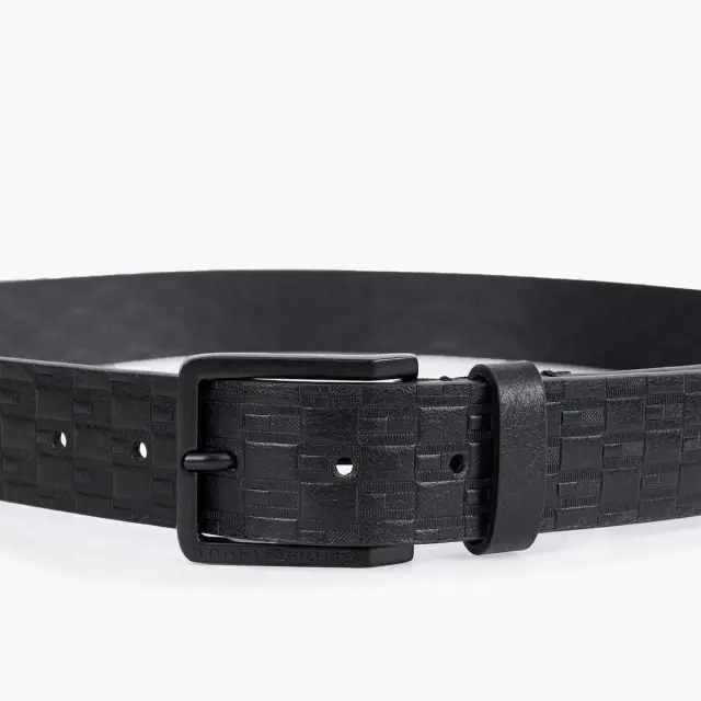 Ανδρική Δερμάτινη Ζώνη Tommy Hilfiger 3.5cm AM0AM14078-BDS Μαύρη Μαύρο - 105 3
