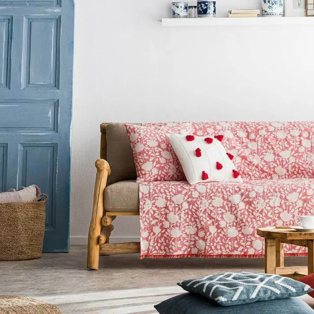 Ριχτάρι Πολυθρόνας 180X180 GOFIS HOME ROSEFIELD Κόκκινο 201/02