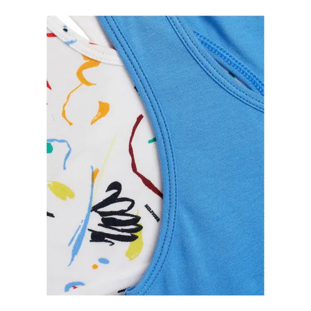 Tommy Hilfiger Παιδικό Μπουστάκι Κορίτσι TH Original Racerback Print - Διπλό Πακέτο, Χρώμα Fluid Flower Black-Blue Spell 3