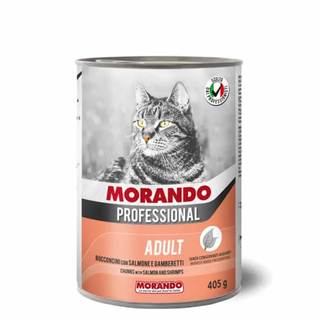 Morando Cat Adult Κομματάκια Γαρίδες & Σολομός 405gr