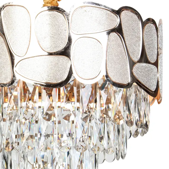 Φωτιστικό κρεμαστό μεταλλικό 7 Χ Ε14 Φ40x33 εκ. Champagne Gold με κρύσταλλα - GLOBOBOX 3
