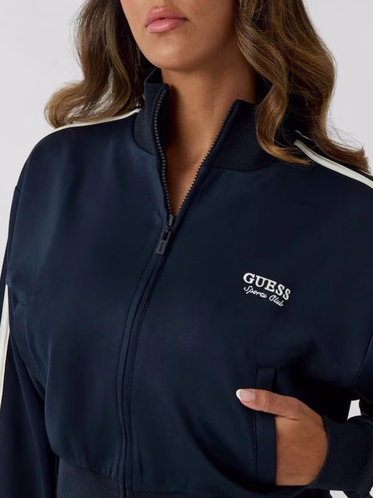 Guess Γυναικεία Ζακέτα με Φερμουάρ Navy Μπλε Σκούρο - S 3