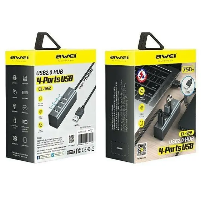 Αντάπτορας USB 2.0 Hub με 4 θύρες - CL-122 - AWEI - 085434 3