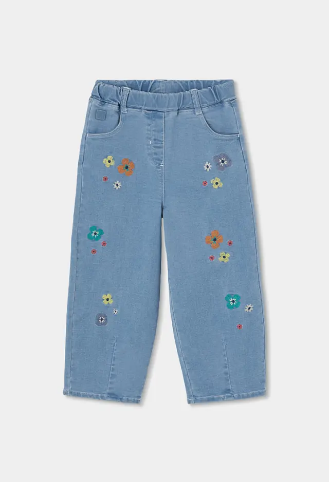 Boboli denim παντελόνι πλεκτό για κορίτσι 313018-BLEACH
