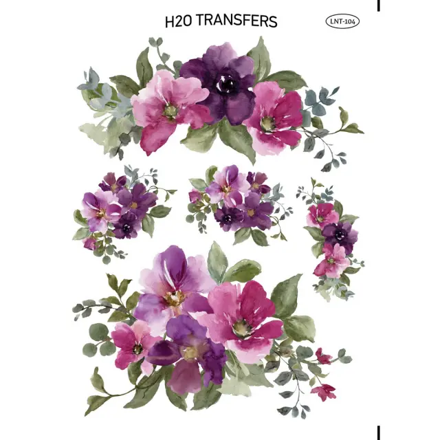 Χαρτί Easy Transfer, Λουλούδια ακουαρέλας, LNT-104, 25x35cm