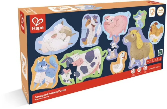 Hape Happy Puzzles Ξύλινο Παζλ Οι Φίλοι Των Ζώων Της Φάρμας 2