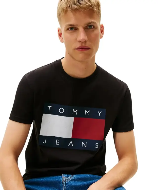 Tommy Hilfiger - Ανδρικό T-Shirt Flag Badge Jersey Regular Fit DM0DM22645-BDS Μαύρο 2