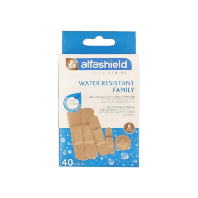 Alfa Strips Water Resistant Family Αδιάβροχα Αυτοκόλλητα Επιθέματα για όλη την Οικογένεια 5 Μεγέθη, 40τμχ