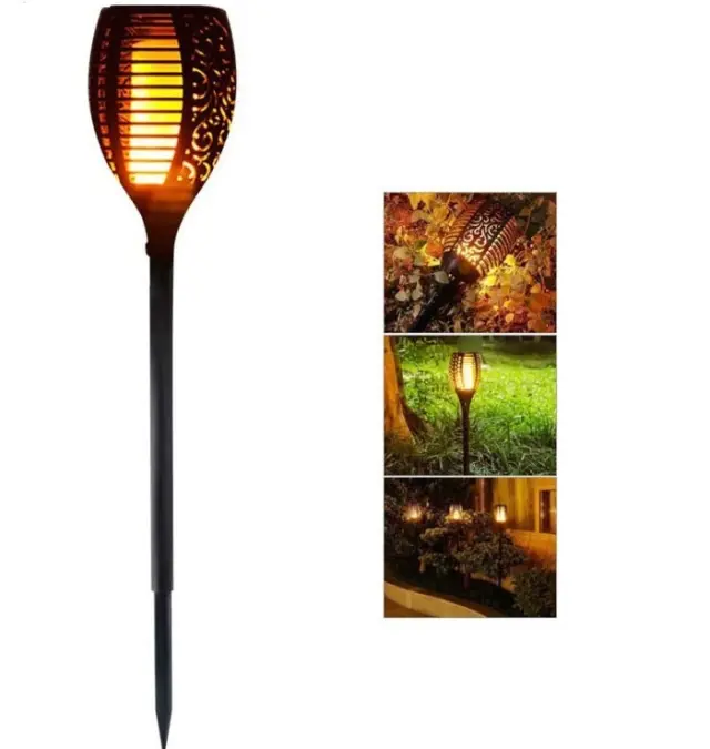 Σετ 1+1 δώρο ηλιακό φωτιστικό LED με εφέ φλόγας & αισθητήρα φωτός εξωτερικού χώρου XF-6006 2