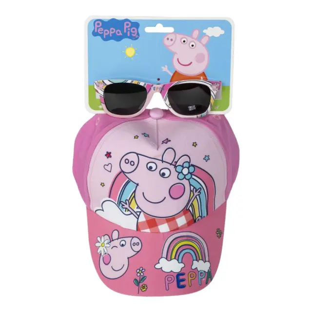 Peppa Pig σετ γυαλιών ηλίου και καπέλου μπέιζμπολ με UV 400 Ροζ