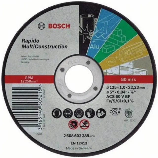 Δίσκος Κοπής Επίπεδος BOSCH RAPIDO MULTI CONSTRUCTION 115x1mm
