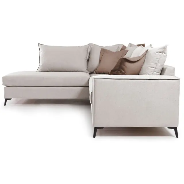 Γωνιακός καναπές δεξιά γωνία Romantic pakoworld ύφασμα cream-mocha 290x235x95εκ 3