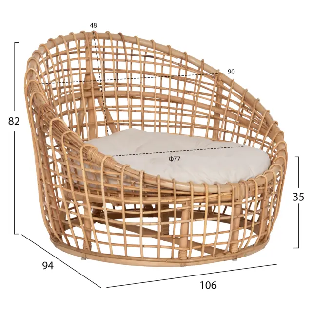 ΠΟΛΥΘΡΟΝΑ FB99814 RATTAN ΣΕ ΦΥΣΙΚΟ-ΜΠΕΖ ΜΑΞΙΛΑΡΙ 85x75x67Yεκ. 2