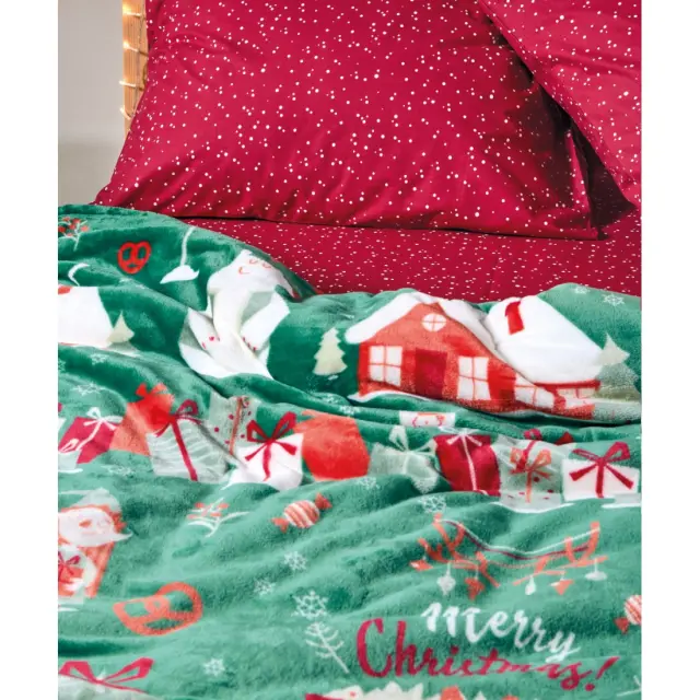 Παιδική Κουβέρτα Fleece Μονή Kentia Cupid Green-Red-White 160x220 3