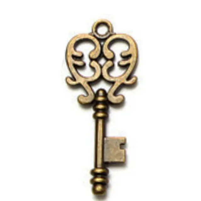 Μεταλλικό Κλειδάκι - 33x14mm - Antique Bronze - 10τεμ