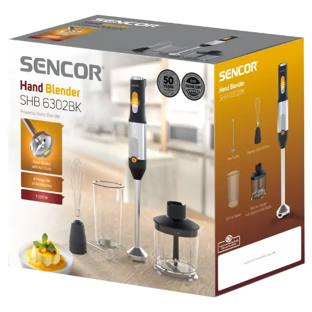 Ραβδομπλέντερ 4 σε1 με Ανοξείδωτη Ράβδο 1200W Sencor SHB 6302BK Μαύρο/Ασημί 2