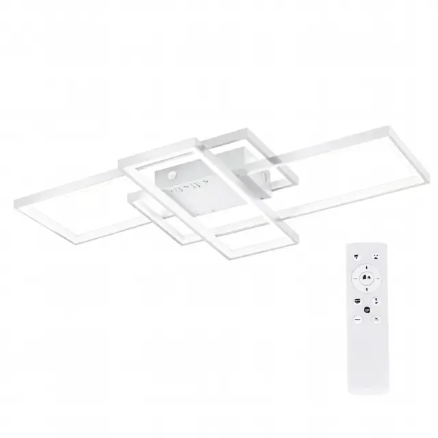 VenCore Nexar White - Μοντέρνο Φωτιστικό Οροφής Πλαφονιέρα LED 100W Λευκό Αλουμίνιο με Ρυθμιζόμενο CCT Λευκό - Ημέρας - Θερμό & Χειριστήριο - Μ85 x Π45 x Υ10cm (7741-20026)