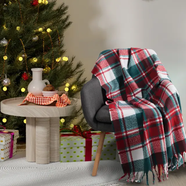 Κουβέρτα Καναπέ 130x170 330gsm Xmas Das Home 1378 Green-Red 100% Πολυέστερ