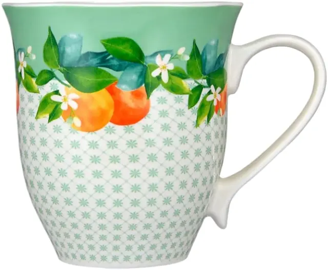 Casa Domani Jardino Scallop Vibrant Design Κούπα Πορσελάνης Πολύχρωμη 440ml - Green