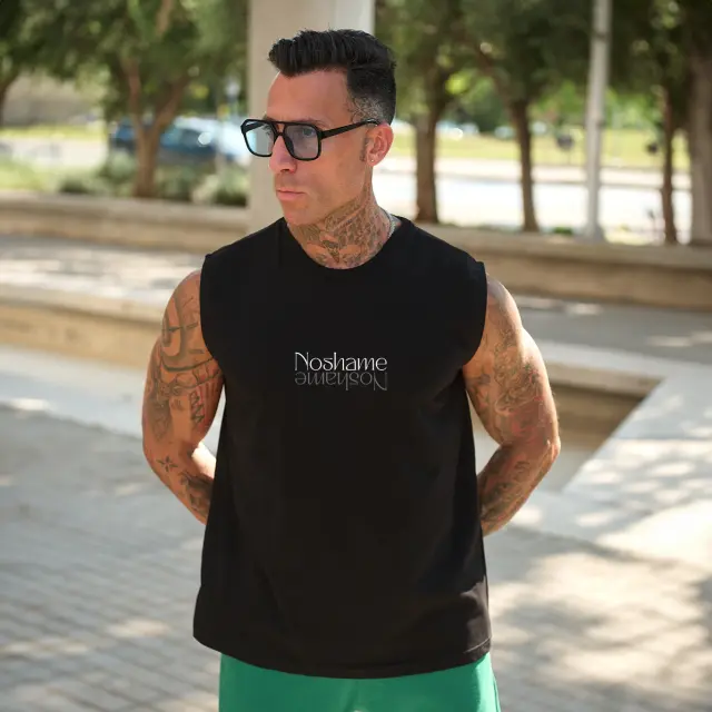 Αμάνικο Noshame® Μαύρο με τύπωμα - 182531 - XXL