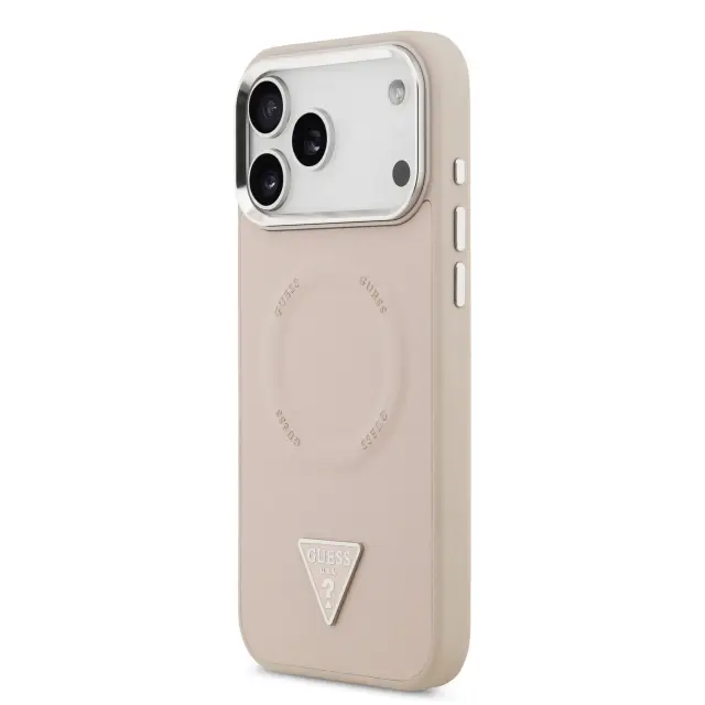 Guess PU Leather Triangle Logo MagSafe Case for iPhone 17 Pro Max Pink 2
