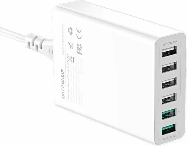 BlitzWolf Βάση Φόρτισης με 6 Θύρες USB-A 60W Quick Charge 3.0 σε Λευκό χρώμα (BW-S15) 2