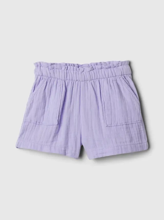 Μωβ babyGap Crinkle Gauze Pull-On Σορτς fresh lavender purple - 18-24M