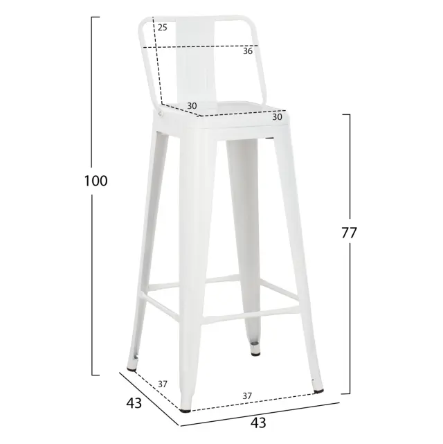 ΣΚΑΜΠΟ BAR ME ΠΛΑΤΗ ΜΕΤΑΛΛΙΚΟ FB98643.41 ΛΕΥΚΟ ΜΑΤ 42x42x100Υεκ. 2