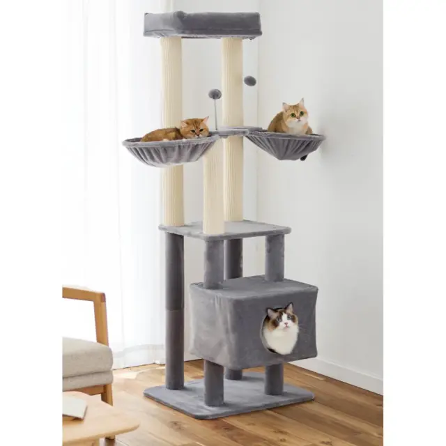 Ονυχοδρόμιο Με Ανταλ/κα Scratcher 4 Επιπέδων Γκρι 60x49x165cm