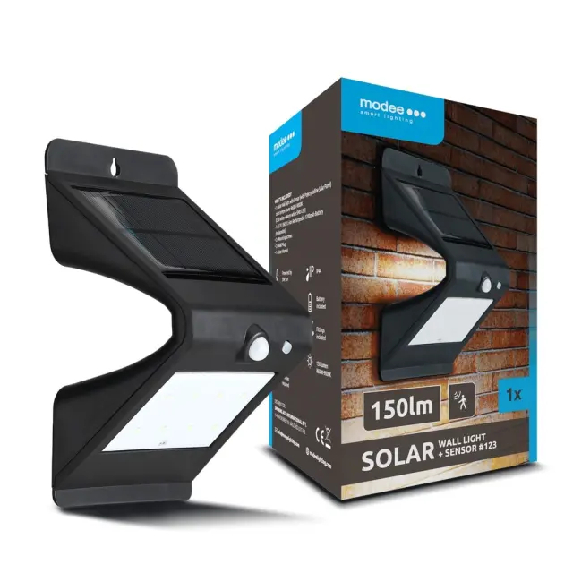 Modee Lighting LED Ηλιακό Επιτοίχιο Φωτιστικό + Αισθητήρας (150 lumen) 40.002.0016