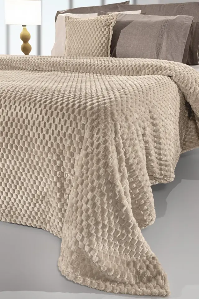 ΦΛΙΣ ΚΟΥΒΕΡΤΑ ΜΟΝΗ ΜΕ ΜΑΞΙΛΑΡΟΘΗΚΗ SMOOTHIE TAUPE 160X220 GUY LAROCHE 2