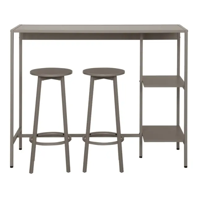 Σετ τραπέζι μπαρ Nexous pakoworld 3τεμ taupe μέταλλο 124x44x100εκ 3