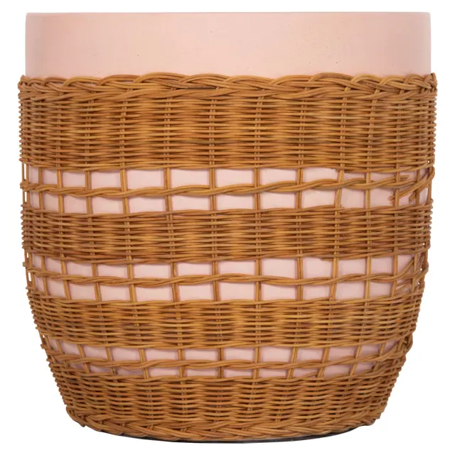 ΒΟΗΘΗΤΙΚΟ ΤΡΑΠΕΖΙ FB918166 FIBER CEMENT ΡΟΖ-RATTAN ΦΥΣΙΚΟ Φ44.5x45Υεκ. 3