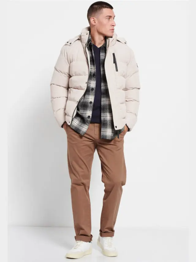 Funky Buddha Puffer Jacket Stone FBM008-036-01 - L