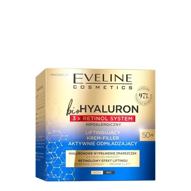 Eveline BioHyaluron 3 x Retinol lifting Day & Night Face Cream 50+ 50ml