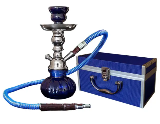 Ναργιλές Hookah Μπλε 1 Hose με Μεταλλικό Βαλιτσάκι - 25cm