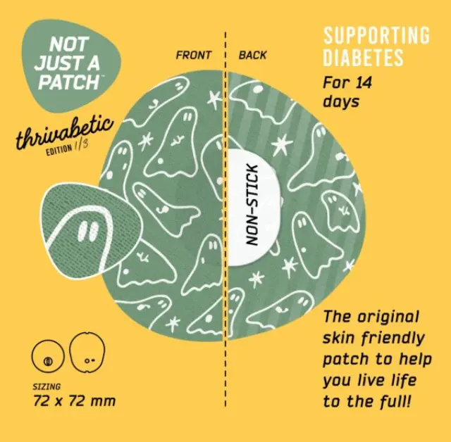 Not Just a Patch Original Thrivabetic Αδιάβροχο Αυτοκόλλητο για Αισθητήρα Dexcom G7, Dexcom ONE+, Freestyle Libre 3, Sibionics GS3, Syai Ultra 10τμχ - T1D Ghosty Mode 2