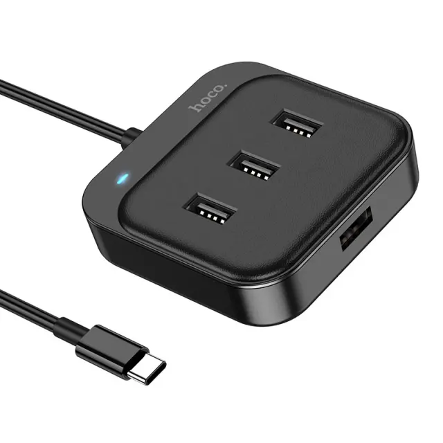 Hub USB-C Hoco HB31 Easy 4-in-1 με 4 x USB2.0 Μαύρο 20cm 3
