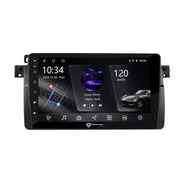 VenCore Οθόνη Multimedia Android 15 9" PX5S Octa-Core 2GB/32GB IPS με Πρόσοψη, CarPlay, Android Auto και Υποστήριξη Κάμερας 360° για BMW Series 3 E46 1998-2005 – Μαύρη (3236-10005-0603B) 2