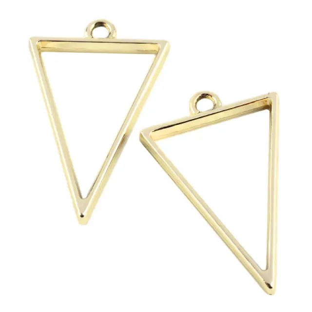 Μεταλλικό Κρεμαστό Open Back - Triangle - 39x25x3.5mm - Golden - 4τεμ