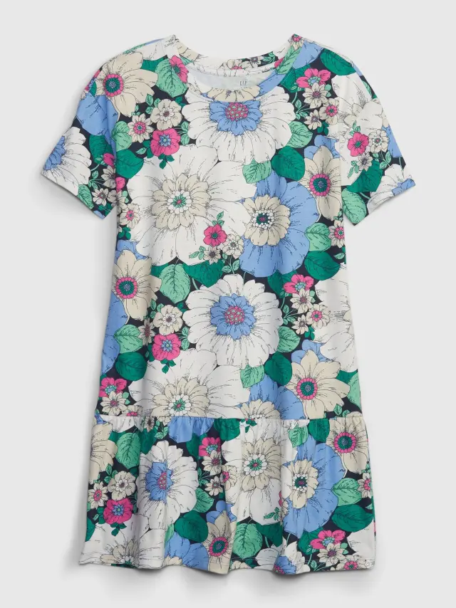 Μπλε Παιδικό Tiered Φόρεμα floral navy - XXL