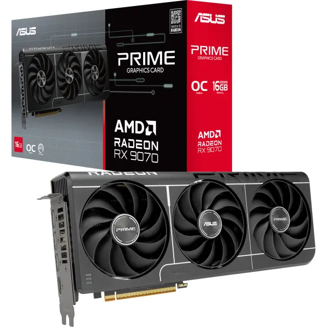 Asus Radeon RX 9070 OC PRIME EVO edition 16GB (grey, RDNA4, GDDR6, 3x DisplayPort, 1x HDMI)