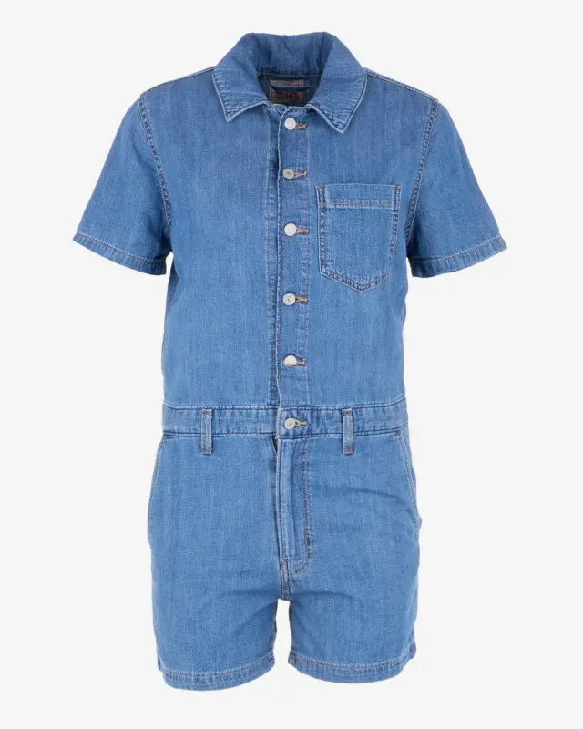 Levi’s Short-Sleeve Surplus Romper Γυναικεία Τζιν Ολόσωμη Φόρμα Μπλε - S