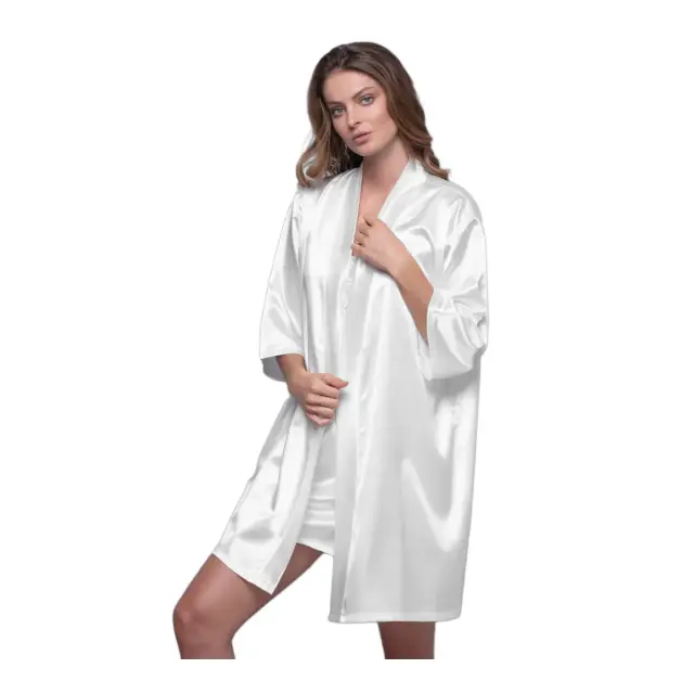 Milena Γυναικεία Ρόμπα Σατέν Bride, Χρώμα Ιβουάρ - L