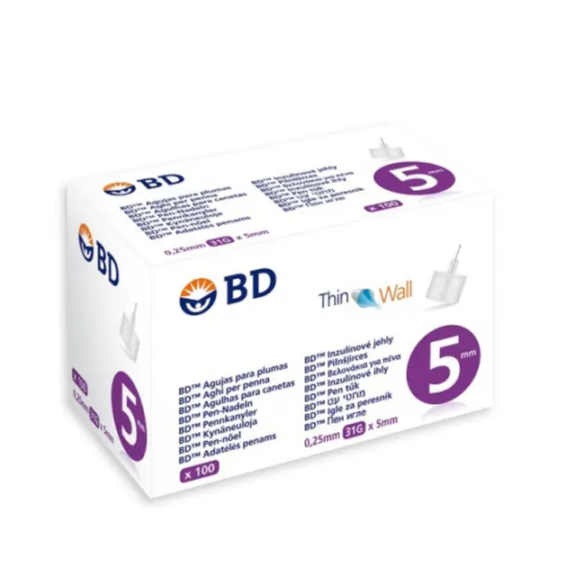 BD | Thin Wall | Βελονάκια για Πένα Ινσουλίνης 0.25mm 31G x 5mm | 100 τεμ