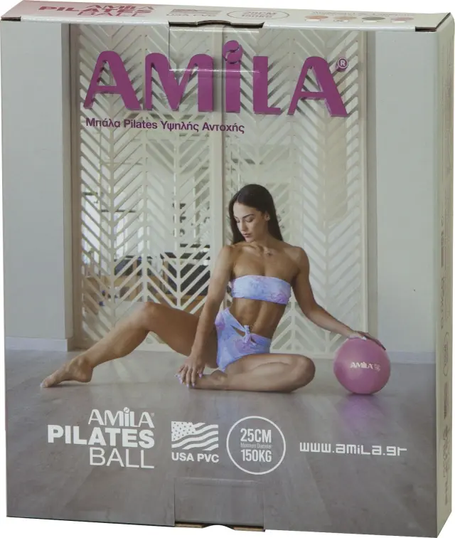 Amila μπαλα Pilates 25cm , ροζ χρώμα , σε κουτί 3