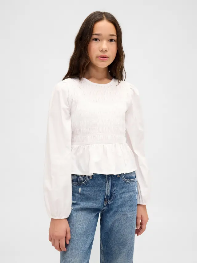 Παιδικό Smocked Peplum Μπλουζάκι New off white